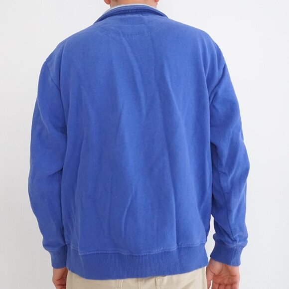 Orvis Blue Quarter Zip 80% Cotton Hiking Outdoors Pullover Sweater Medium - Picture 3 of 11